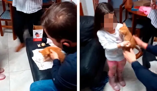 Desliza las imágenes para apreciar la reacción de una niña cuando recibe su regalo por parte de su papá. Foto: captura de Facebook