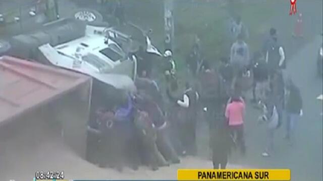 Panamericana Sur: camión volcado, que dejó un muerto y 3 heridos, no tenía permiso de circulación