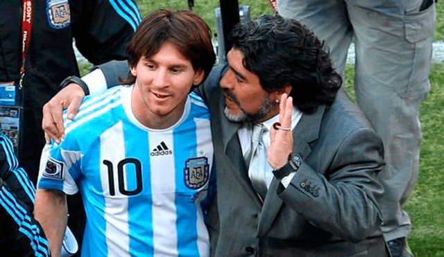 Maradona dirigió a Messi durante el Mundial Sudáfrica 2010. Créditos: AFP
