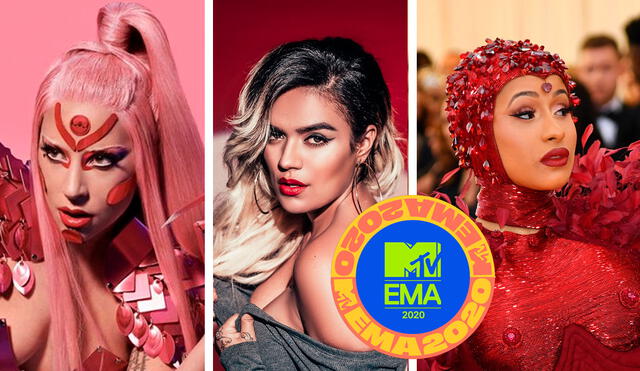 Lady Gaga, Karol G, Cardi B entre los ganadores de los MTV EMAs 2020. Foto: composición La República/ Instagram fans