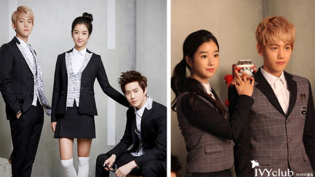 Seo Ye Ji y EXO para la marca de uniformes y ropa juvenil IVY CLUB. Foto: Naver