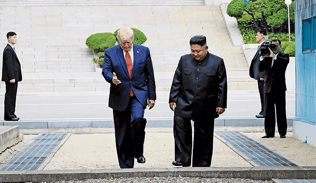 Encuentro. Hasta hace poco enemigos declarados, ahora Donald Trump y Kim Jong Un se reunieron en la frontera. El presidente norteamericano llegó a pisar suelo norcoreano.