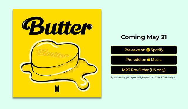 ARMY ya puede preguardar el lanzamiento de "Butter" de BTS. Foto: captura bts-butter.com/