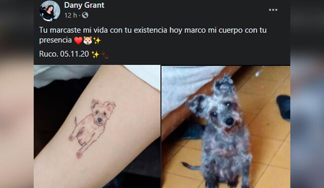 Desliza las imágenes para apreciar el conmovedor tatuaje de un perro que se hizo una joven en el brazo. Foto: Facebook
