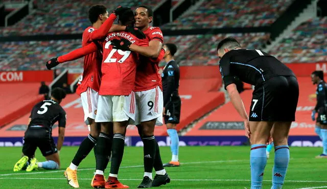 Manchester United venció al Aston Villa por la fecha 17 de la Premier League. Foto: EFE