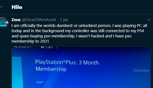 Sin embargo, a quien le deseó todo eso resultó ser él mismo, al darse cuenta que la compra se había realizado por un accidente con su mando de PS4.