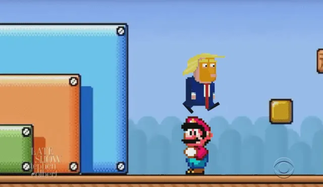 El cómico estadounidense Stephen Colbert presentó un video donde el mismo Mario Bros le envía un claro mensaje al presidente Donald Trump sobre los videojuegos.