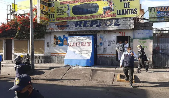 Lubricentro sin ningún tipo de autorización fue clausurado por la municipalidad de Miraflores. Foto: Municipio de Miraflores.