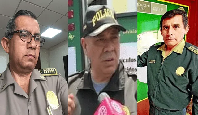 Parte de los miembros de la PNP ascendidos: Marco Lara Vergara, Juan Olivera Garcia y Ángel Toledo Palomino.
