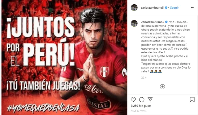 Carlos Zambrano compartió importante reflexión vía Instagram.