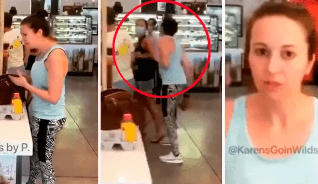 Mujer le pide a otra que se ponga la mascarilla porque estaba tosiendo en medio de la tienda. Foto: Composición, Twitter