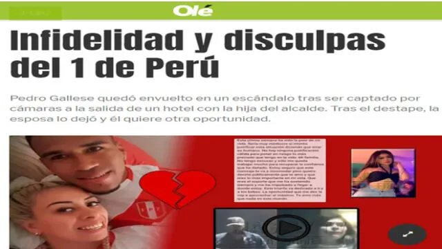 Pedro Gallese: prensa internacional informa de infidelidad de arquero