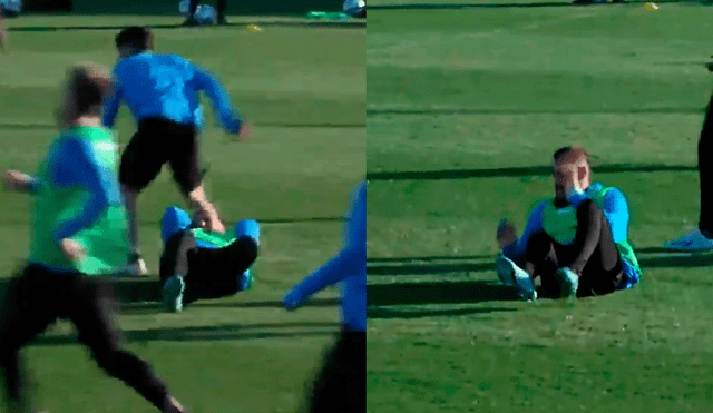 De Rossi fue a disputar una pelota al piso y un juvenil de Boca Juniors casi se le pisa la cabeza. | Foto: ESPN