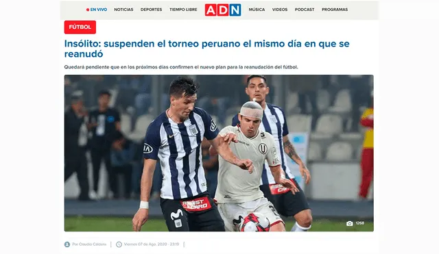 Liga 1 Movistar: medios internacionales informaron la suspensión del fútbol peruano.