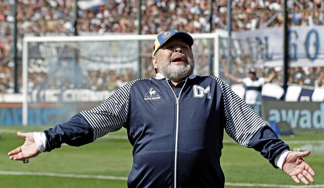 Diego Maradona dirigió Gimnasia y Esgrima desde septiembre de 2019 hasta su muerte. Foto: AFP