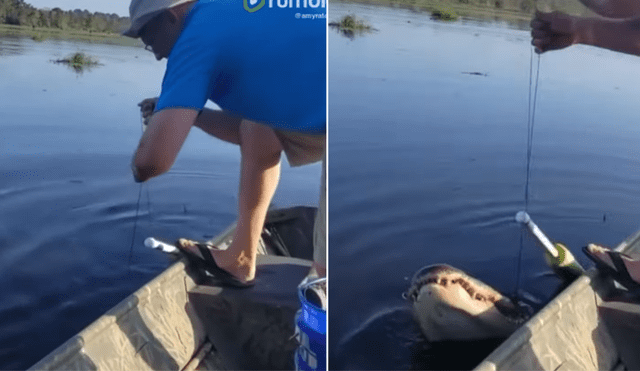 Un pescador pensó haber capturado a un pez y se terminó viendo cara a cara a un cocodrilo. Foto: YouTube