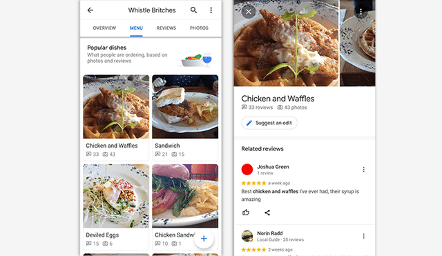 Google Maps trabaja en nuevo menú para destacar las fotos de los platillos más populares de restaurantes [FOTOS]