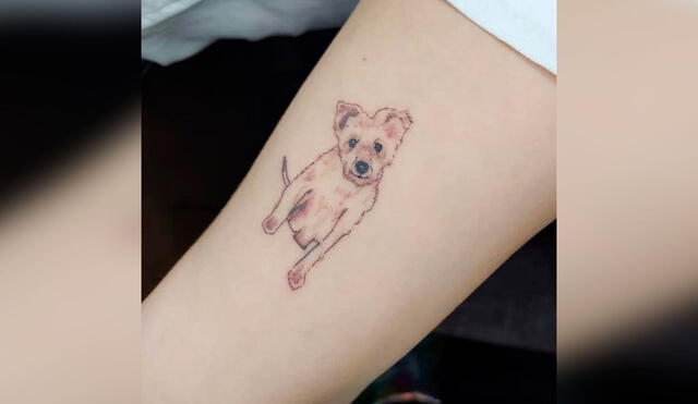 Desliza las imágenes para apreciar el conmovedor tatuaje de un perro que se hizo una joven en el brazo. Foto: Facebook