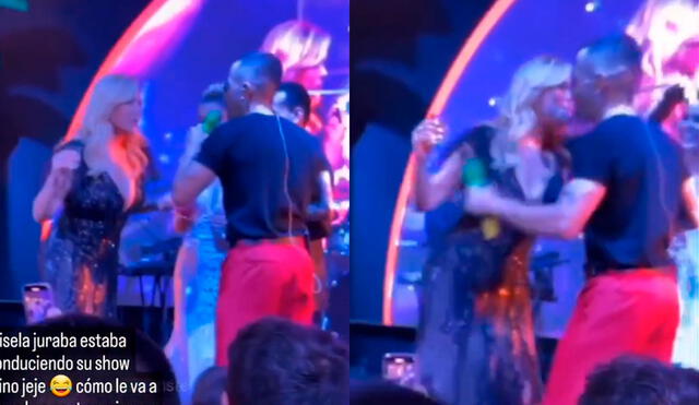 Gisela Valcárcel se sube al escenario en boda de Brunella Horna y le pide un beso a Mike Bahía. Foto: captura/Instagram