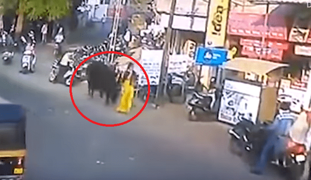 YouTube: dramático momento en que toro embiste de forma brutal a mujer en plena calle