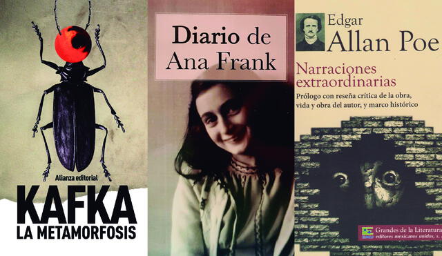 La metamorfosis de Kafka, El diario de Ana Frank y Narraciones extraordinarias de Edgar Allan Poe | Foto: Composición