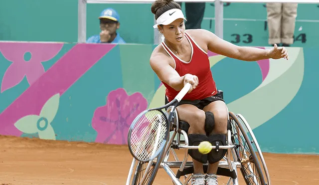 Dana Mathewson EE.UU. ganó la medalla de bronce en tenis en silla de ruedas.