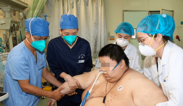 Hombre subió cerca 100 kilos durante la cuarentena en China. Foto: Weibo