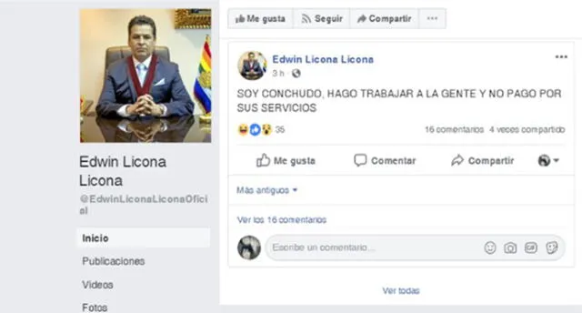 Cusco: Hackean cuenta de Facebook de gobernador regional Edwin Licona
