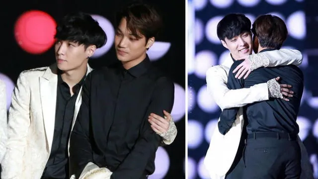 Lay y Kai durante una ceremonia de premiación de fin de año. Foto: fansite