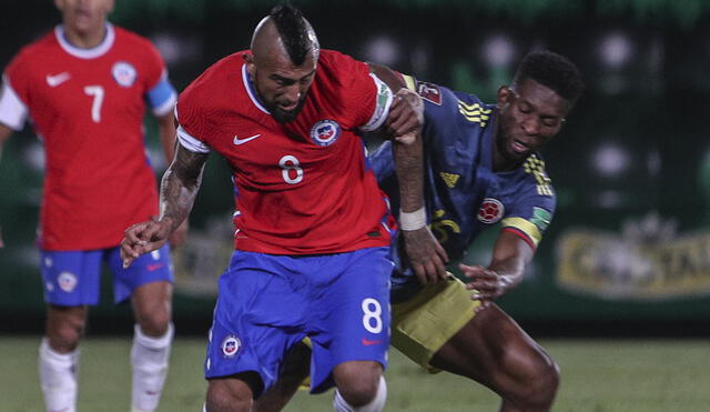 Chile igualó 2-2 con Colombia en la fecha 2 de las Eliminatorias a Qatar 2022. Foto: AFP