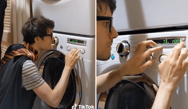 A través de TikTok se hizo viral una escena en la que un joven toca el tema de Harry Potter con su lavadora.