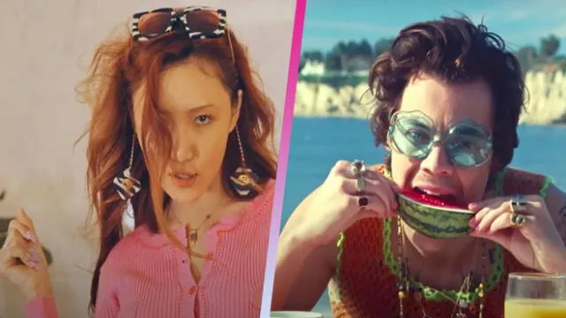 Hwasa de MAMAMOO en el MV de "Watermelon sugar" de Harry Styles. Créditos: Rainbow Bridge World