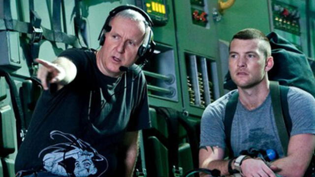 James Cameron junto a Sam Worthington en el rodaje de Avatar.