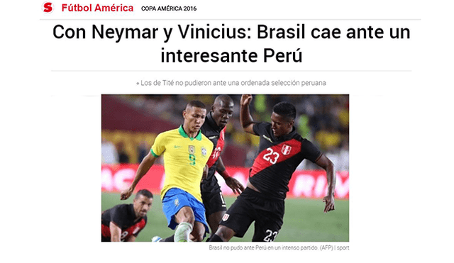 ¿Cómo reaccionó la prensa internacional tras triunfo de Perú sobre Brasil? [FOTOS]