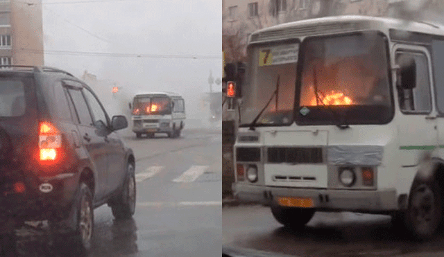 YouTube: Un chofer circula por las calles de Rusia con su camión en llamas [VIDEO]