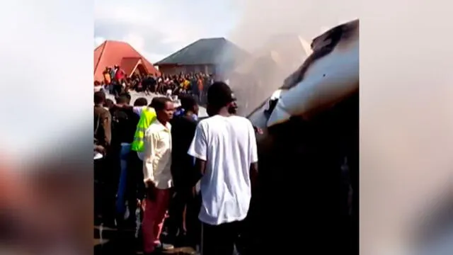 Accidente aéreo en el Congo afectó vecindario de el Congo. Foto: Captura