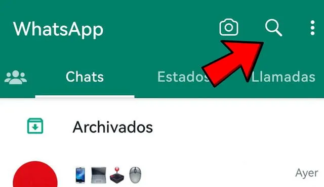 Ubicación de la lupa de WhatsApp en Android. Foto: Composición LR