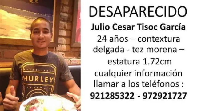 Joven se encuentra desaparecido desde el 20 de julio.