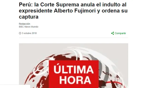 Alberto Fujimori: Así informó la prensa internacional sobre anulación del indulto