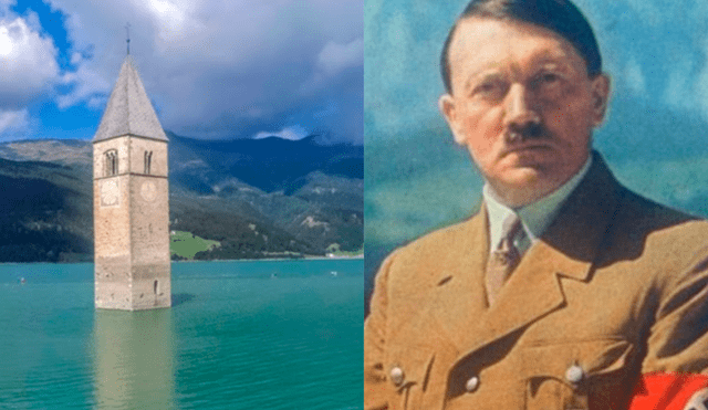 Una imagen de Curon junto a Adolf Hitler, quien es muy apreciado por la gente del lugar.