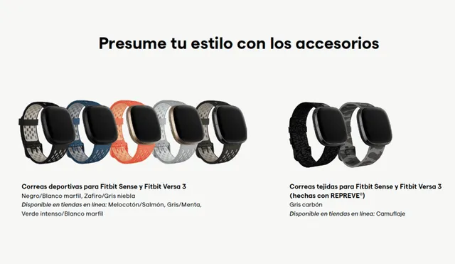 Los accesorios disponibles para el Fitbit Sense. | Foto: Fitbit
