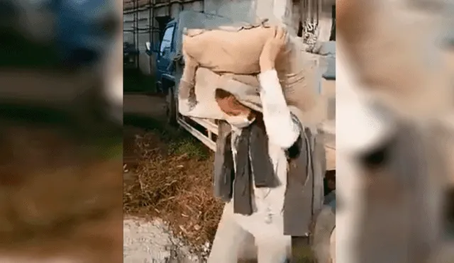 Facebook: Mujer carga cemento para mantener a sus hijos y todos la admiran [VIDEO]