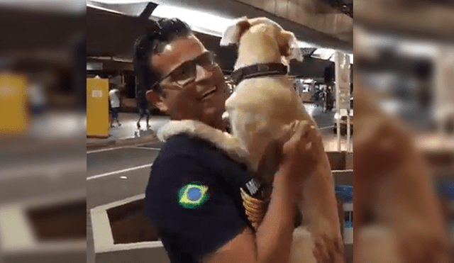 En Facebook, un joven tuvo un amoroso reencuentro con su perro que lo esperaba ansioso en el aeropuerto.