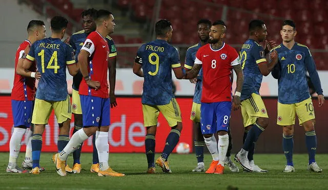 Chile y Colombia empataron 2-2 en un partidazo por la segunda fecha de las Eliminatorias a Qatar 2022. Foto: EFE