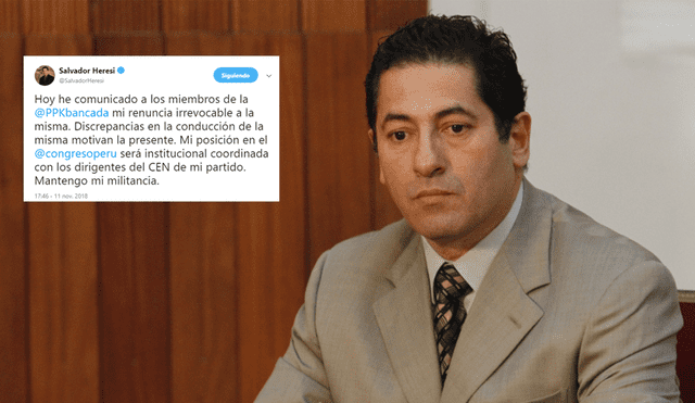 Salvador Heresi renunció a la bancada de Peruanos por el Kambio