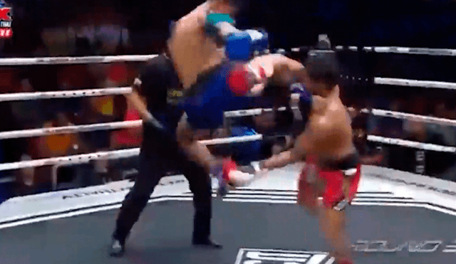 Luchador de muay thai deja inconsciente a rival con increíble patada voladora