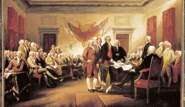 Firma de la declaración de la independencia de los Estados Unidos el 4 de julio de 1776. (Foto: De Agostini)