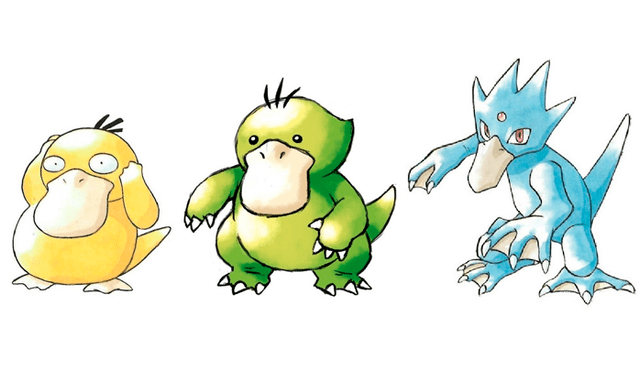 Psyduck, "Weirduck" y Golduck, la familia evolutiva que pudo estar en los videojuegos de Pokémon.