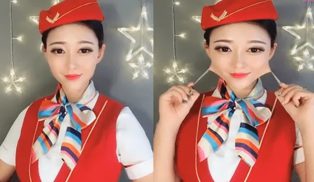 YouTube viral: bella aeromosa asiática revela su radical cambio al quitarse el maquillaje [VIDEO]