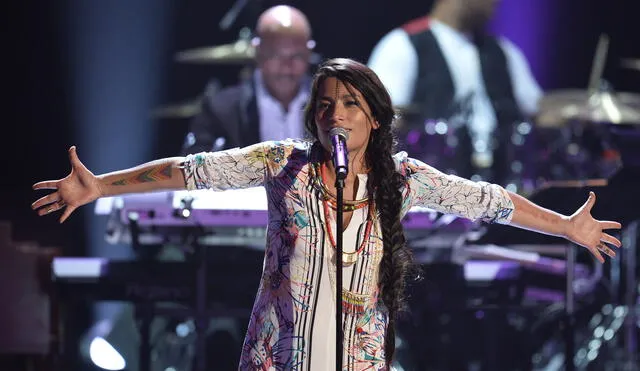 Ana Tijoux performs on stage at the 57th Annual Grammy Awards in Los Angeles February 8, 2015. AFP PHOTO  / ROBYN BECK (Photo by ROBYN BECK / AFP)